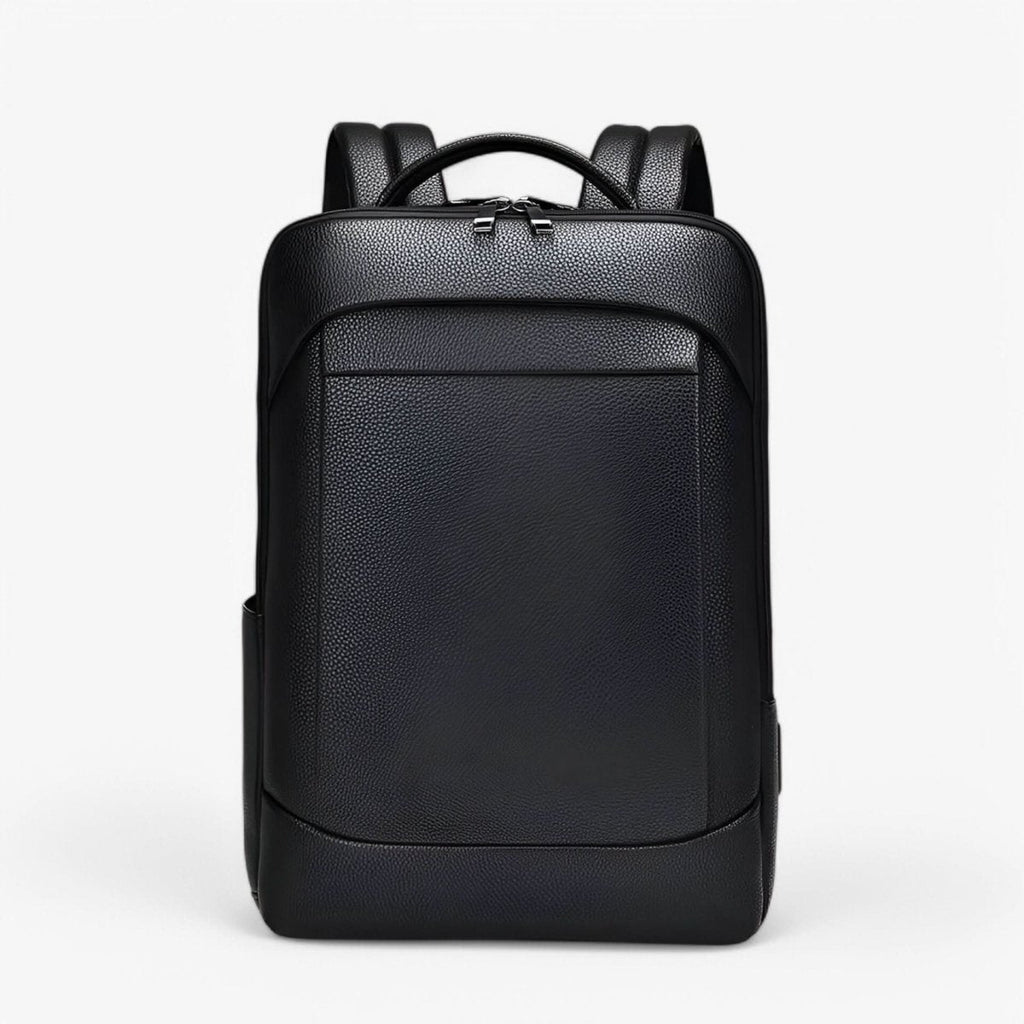 Bőr hátizsák 15.6 hüvelykes laptophoz — USB-port, fekete