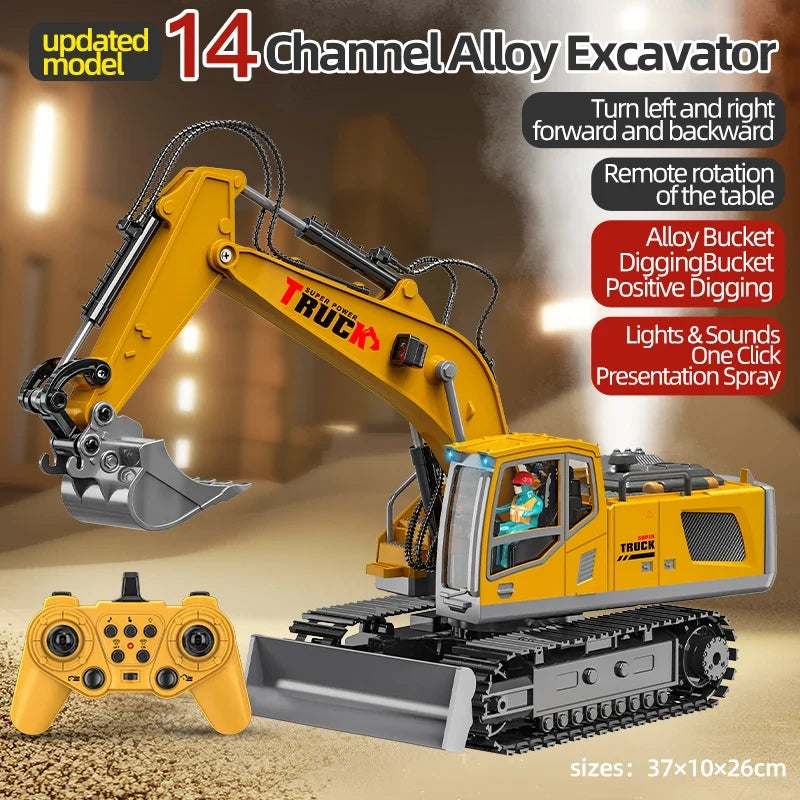 RoboExcavator radiografisch bestuurbare speelgoedgraafmachine — Legering, licht en geluid