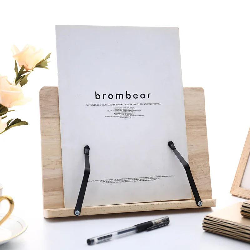 Adjustable Pine Book Holder — Hands-Free Reading Stand