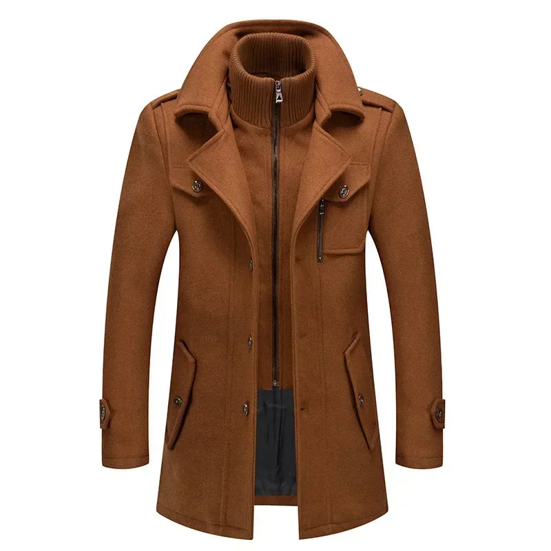 Nord strukturerad trenchcoat för män med dubbel krage, mellanlång modell