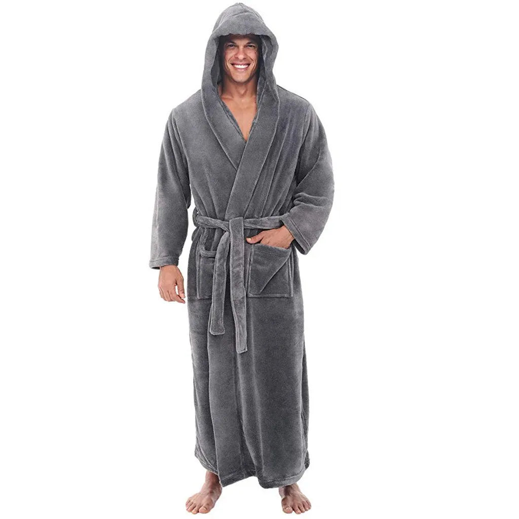 Albornoz con capucha para hombre NestEase - Calidez de felpa y comodidad para estar en casa