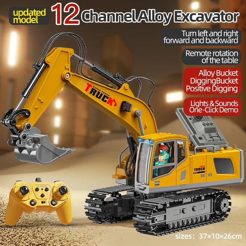 RoboExcavator radiografisch bestuurbare speelgoedgraafmachine — Legering, licht en geluid