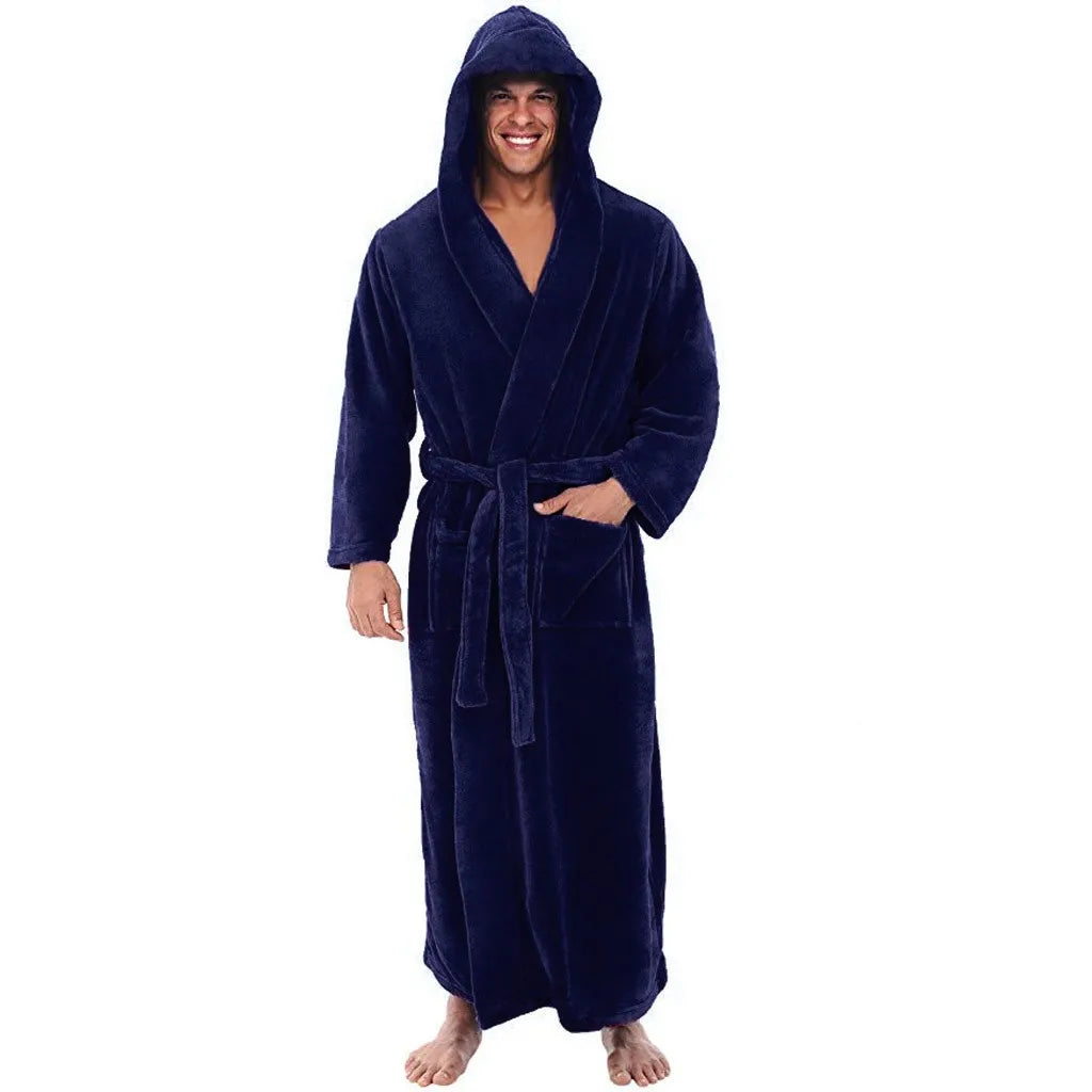 Albornoz con capucha para hombre NestEase - Calidez de felpa y comodidad para estar en casa