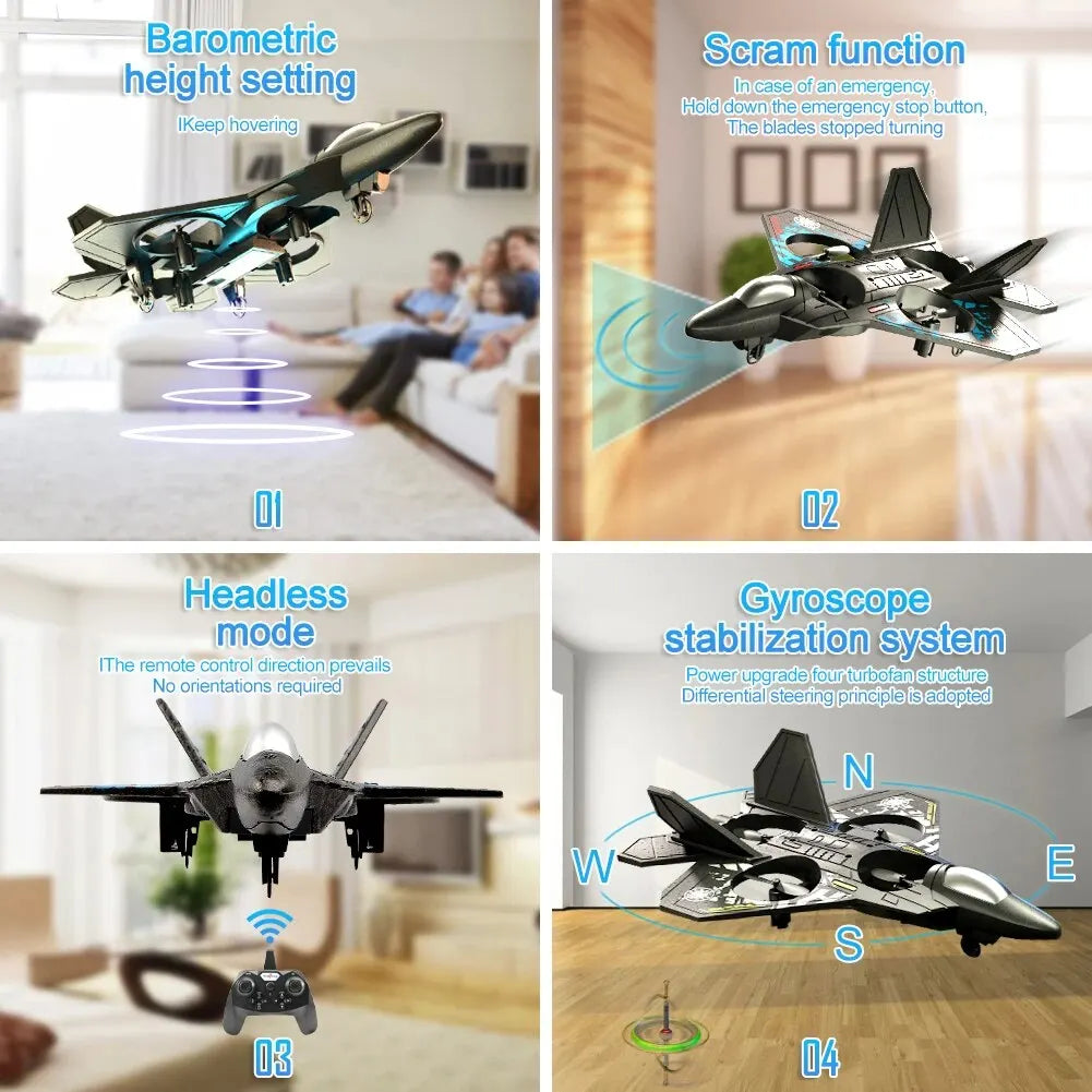 Dron myśliwski RC — statek powietrzny z czterema silnikami i czujnikiem grawitacji
