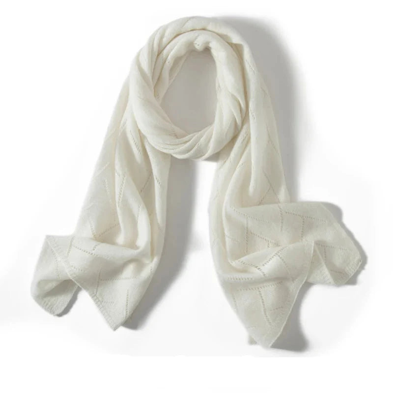 Patricia 100% kasmír kötött jacquard sál — egyszínű