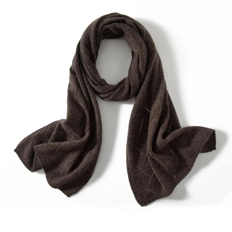 Patricia 100% kasmír kötött jacquard sál — egyszínű