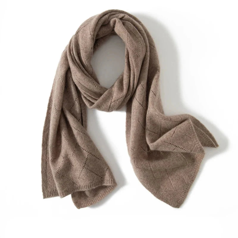 Patricia 100% kasmír kötött jacquard sál — egyszínű
