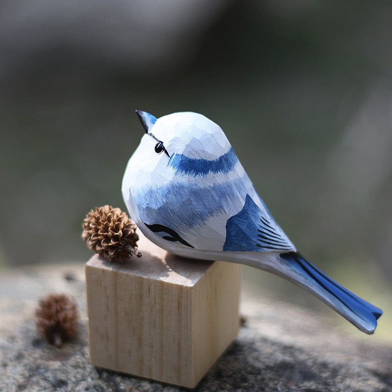 Hand-Carved Wooden Robin Ornament — Scandinavian Bird Figurine