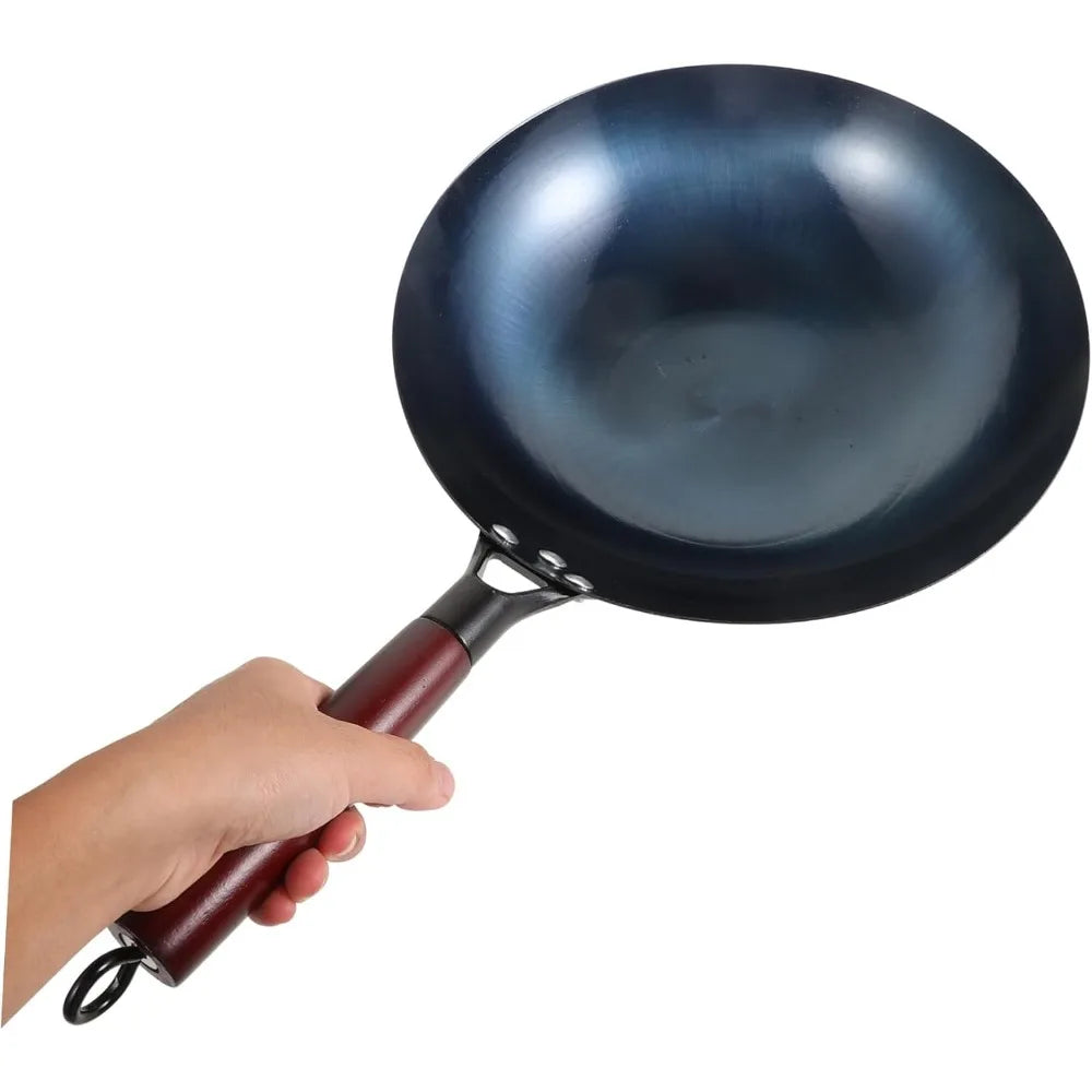 ForgeMaster 30 cm-es, kézzel kovácsolt öntöttvas wok, fa nyéllel