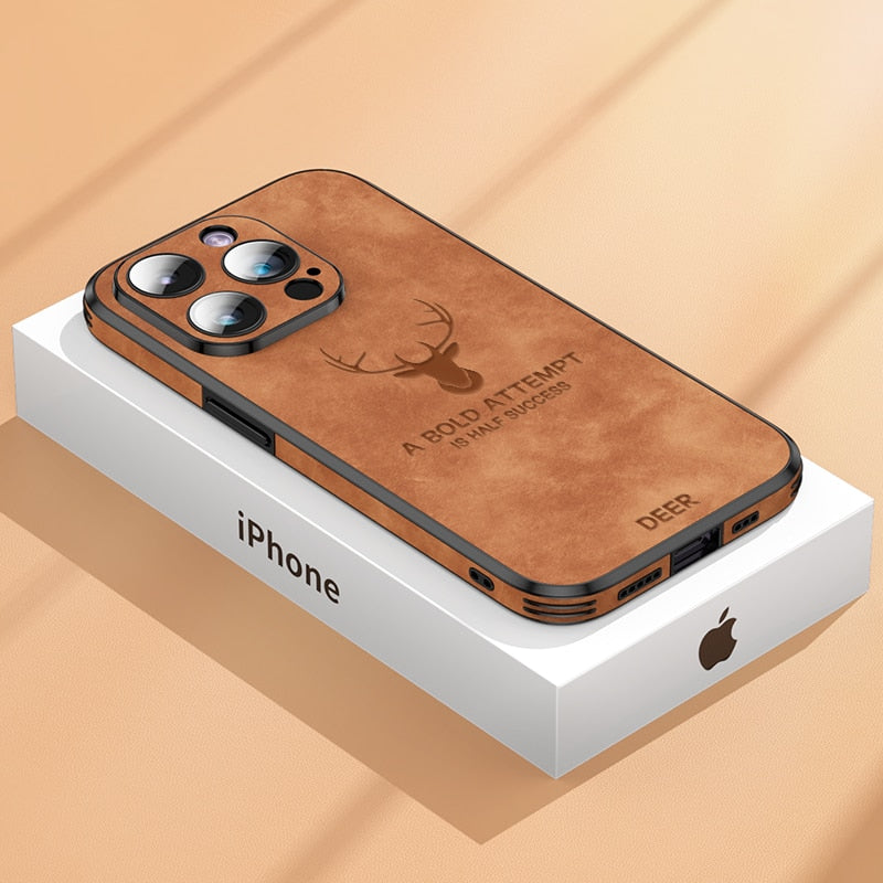 Funda delgada de cuero genuino para smartphone — Carcasa elegante y resistente a los golpes