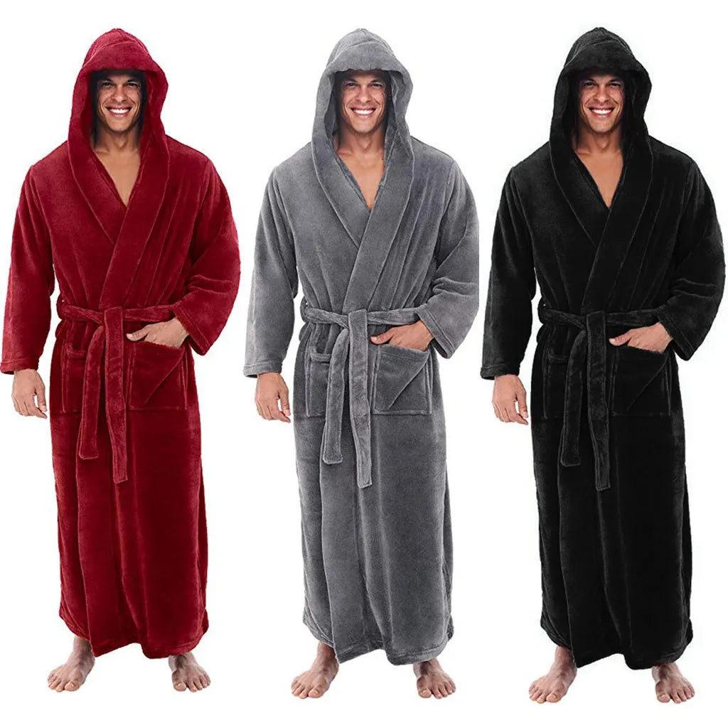 Albornoz con capucha para hombre NestEase - Calidez de felpa y comodidad para estar en casa