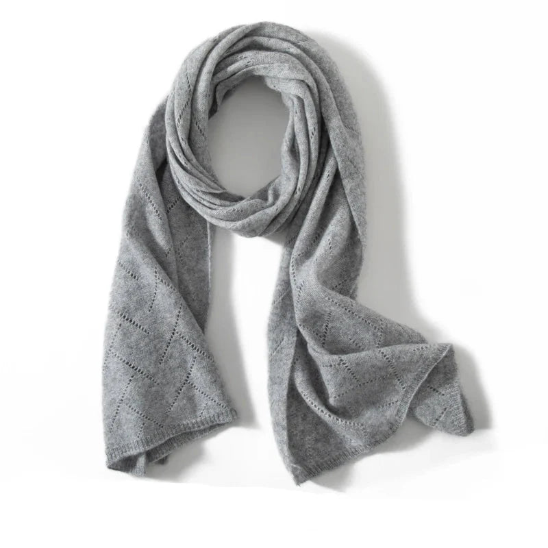Patricia 100% kasmír kötött jacquard sál — egyszínű