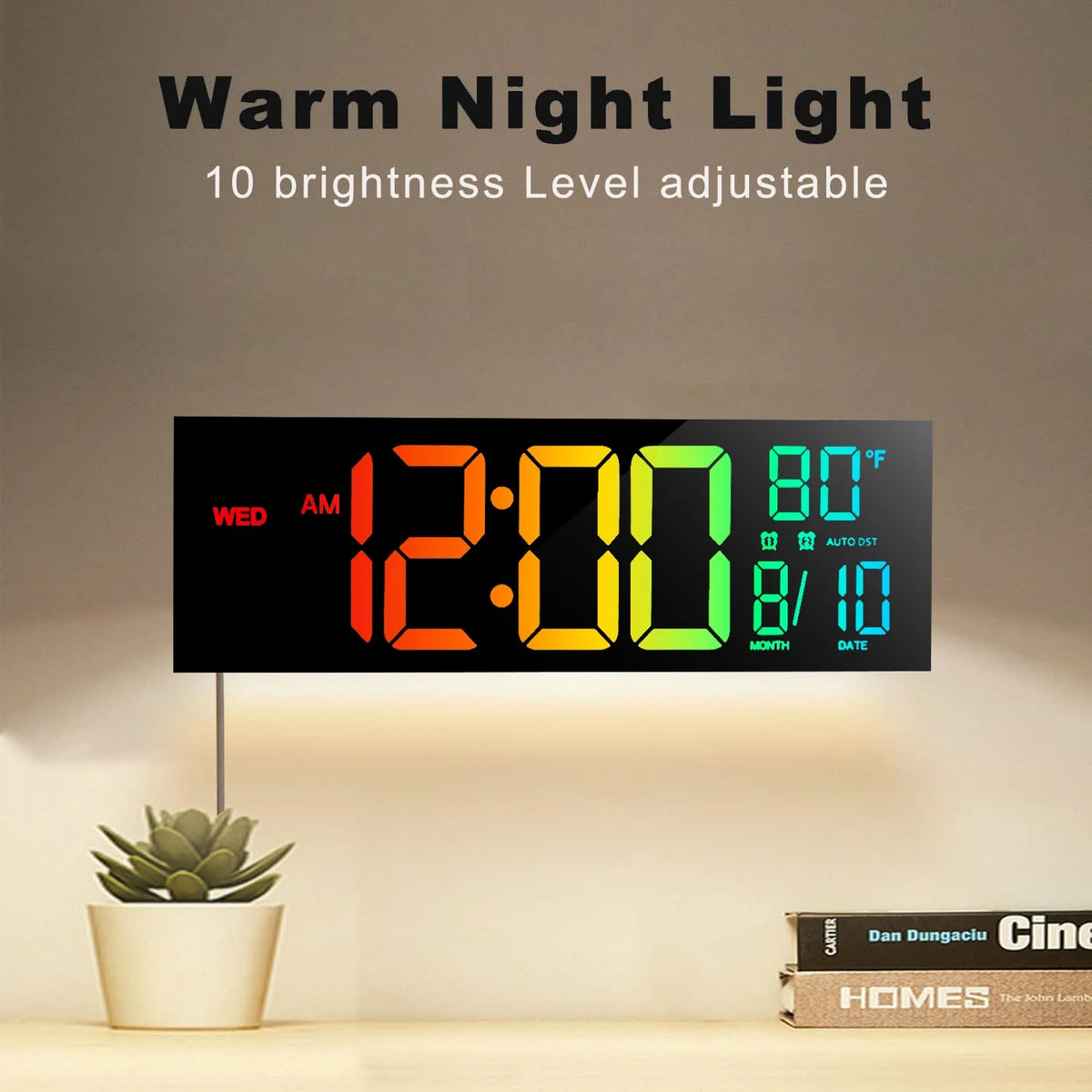 Grande orologio da parete LED LumaTime — display RGB e telecomando