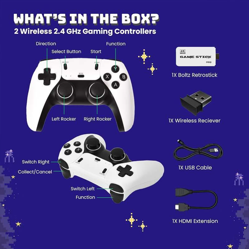 Novaplay Retro Console — 30.000 Classic Games, 2 Wireless Controllers