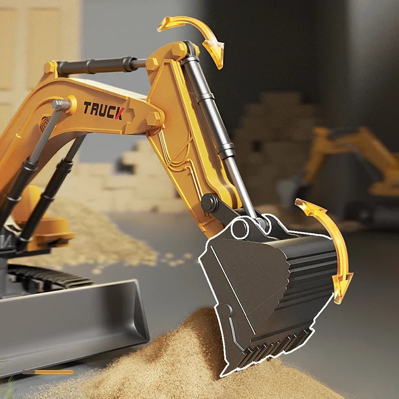 RoboExcavator radiografisch bestuurbare speelgoedgraafmachine — Legering, licht en geluid
