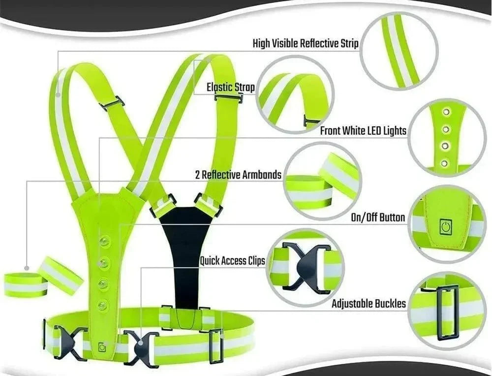 Reflexní běžecká vesta LumaRun s LED — nastavitelná viditelnost 360°