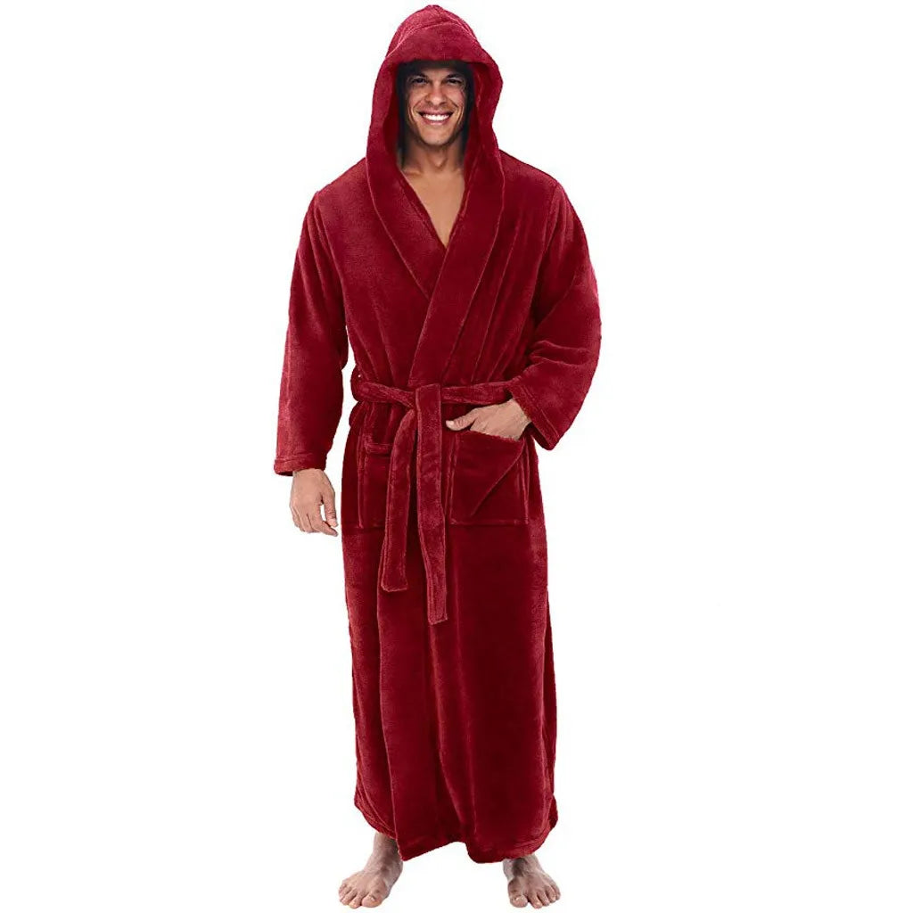 Albornoz con capucha para hombre NestEase - Calidez de felpa y comodidad para estar en casa