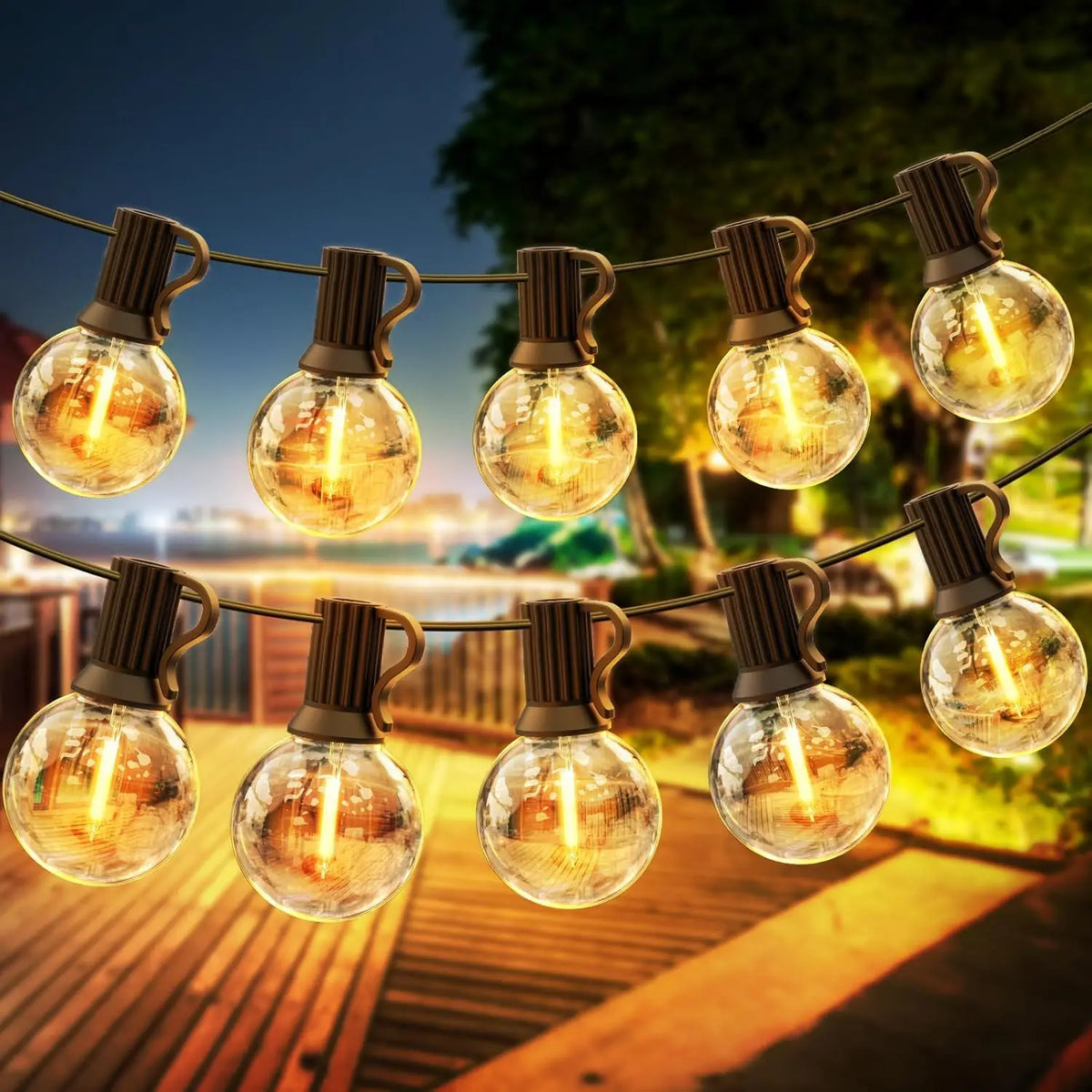 NovaGlow G40 nerozbitné LED žárovky na řetězu, teplá bílá