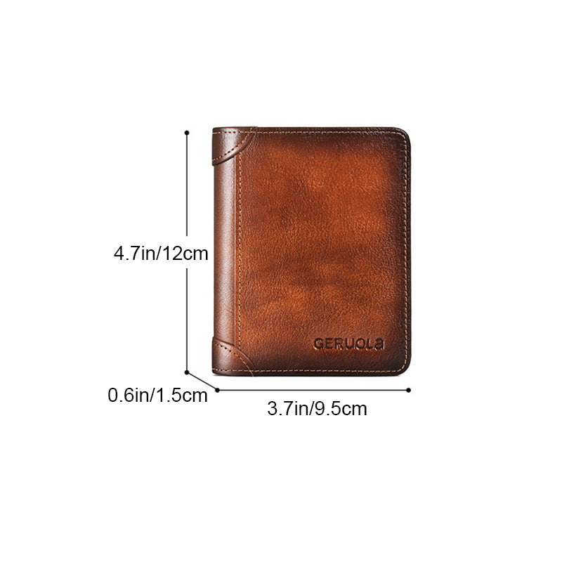 Cartera tarjetero delgada de cuero para hombre con bloqueo RFID