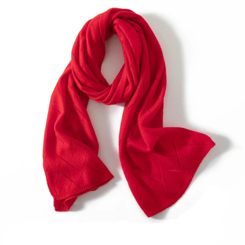 Patricia 100% kasmír kötött jacquard sál — egyszínű