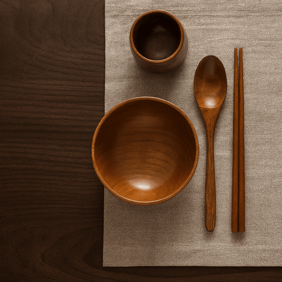 Set de masă din lemn natural – veselă elegantă inspirată de stilul japonez | livraina