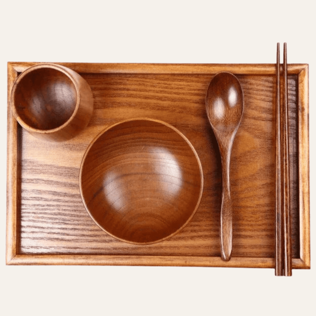 Set de masă din lemn natural – veselă elegantă inspirată de stilul japonez | livraina