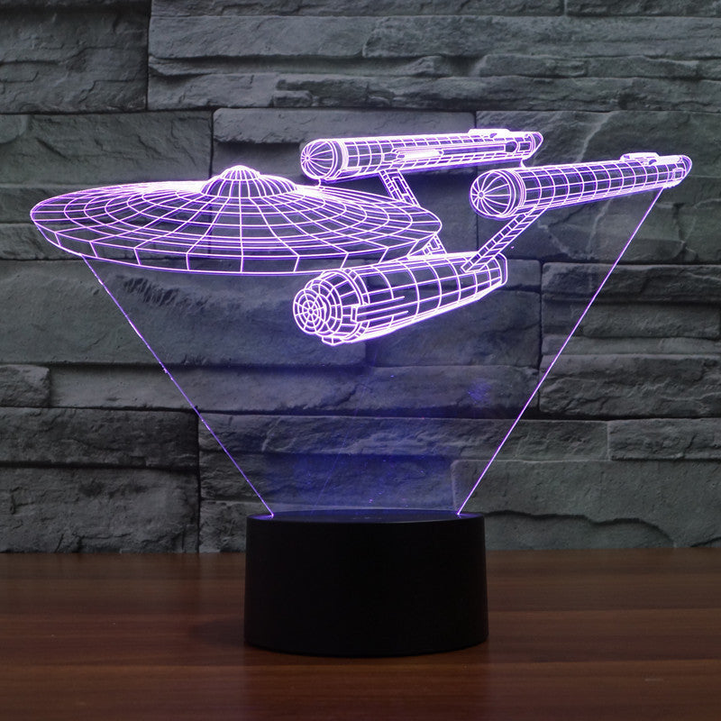 Candeeiro de ilusão 3D de nave espacial com LED multicolor | livraina
