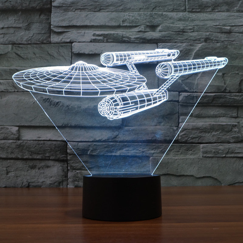 Candeeiro de ilusão 3D de nave espacial com LED multicolor | livraina