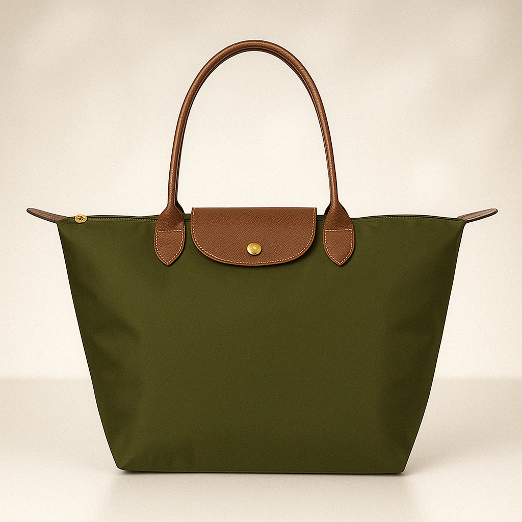 Waterproof Oxford Fabric Tote Bag — Premium Leather Trim