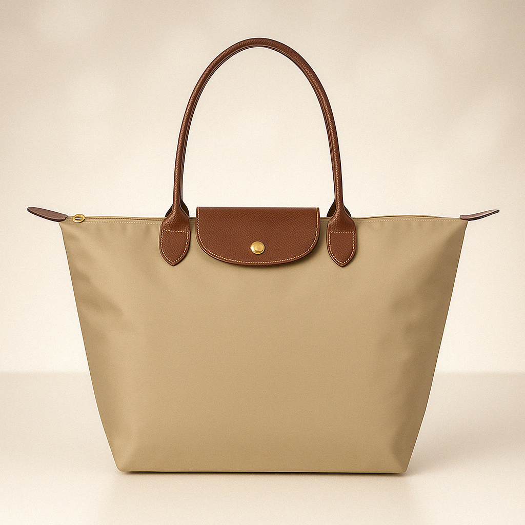 Waterproof Oxford Fabric Tote Bag — Premium Leather Trim