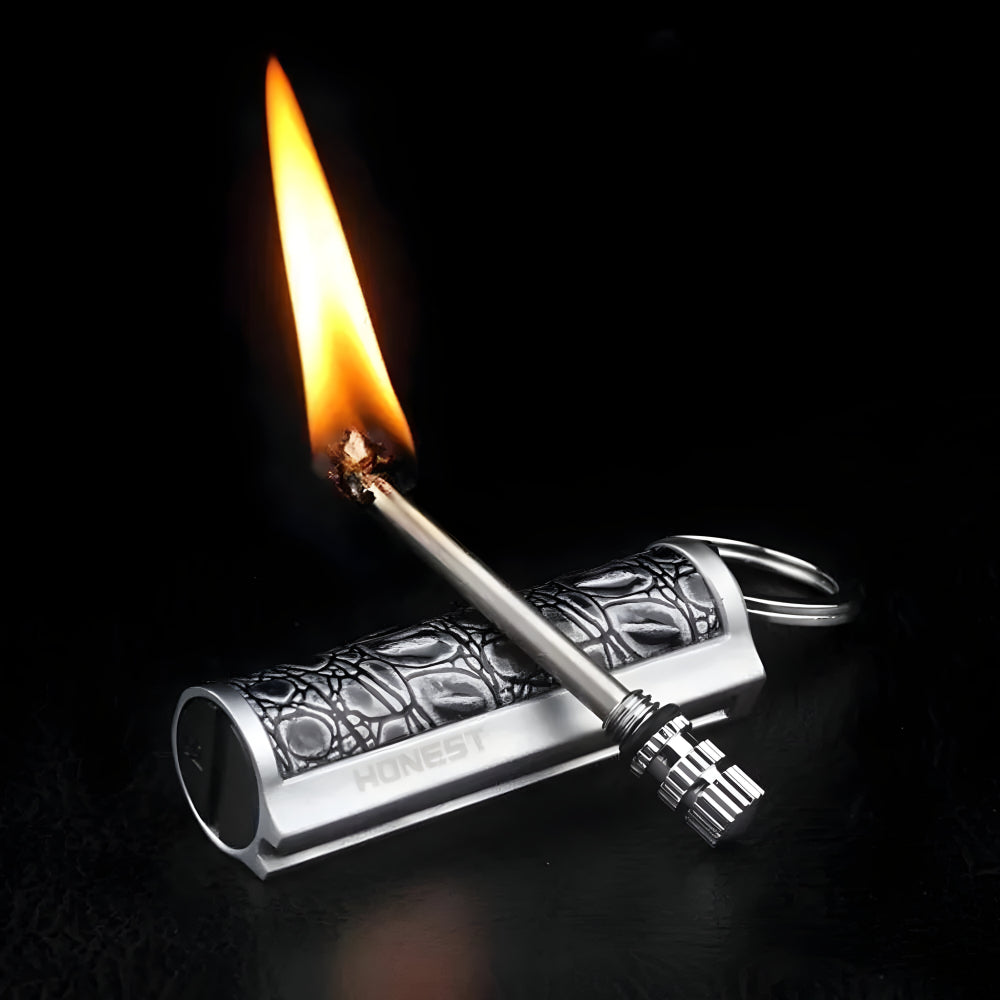 Waterproof Flint Fire Starter Keychain — Compact Survival Tool