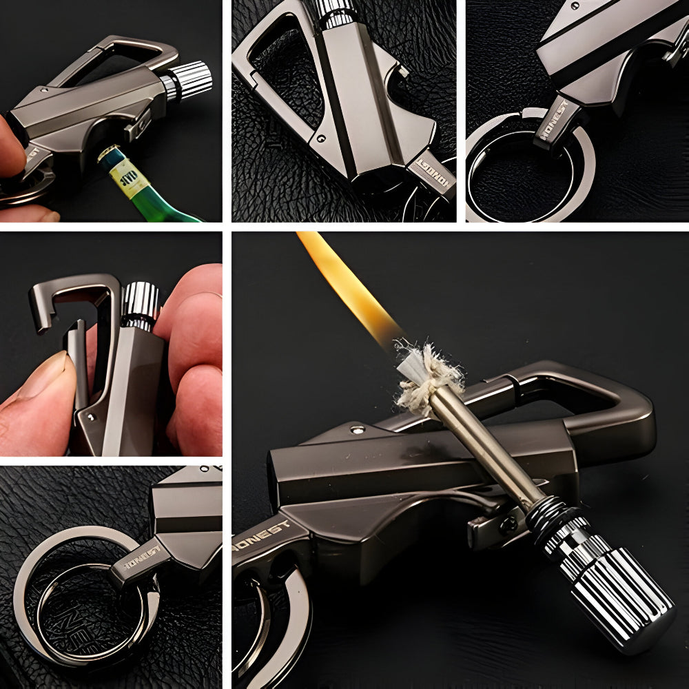 Waterproof Flint Fire Starter Keychain — Compact Survival Tool