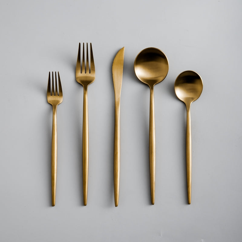 20-Piece Minimalist Gold Stainless Steel Flatware Set