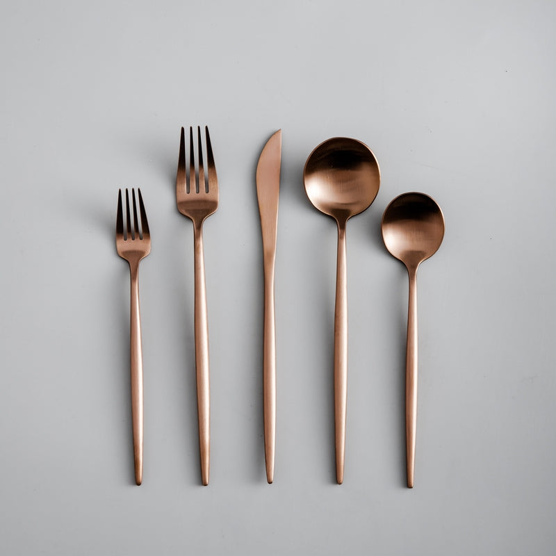 20-Piece Minimalist Gold Stainless Steel Flatware Set
