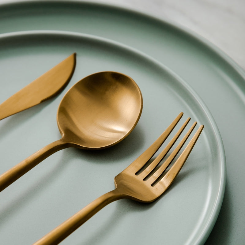 20-Piece Minimalist Gold Stainless Steel Flatware Set