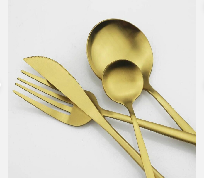 20-Piece Minimalist Gold Stainless Steel Flatware Set