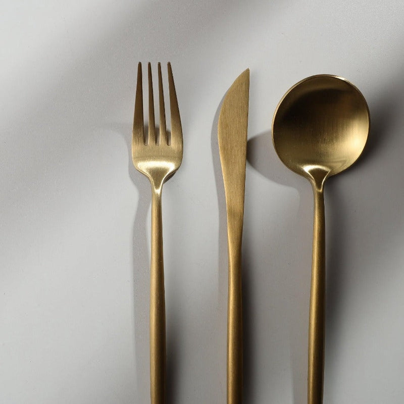20-Piece Minimalist Gold Stainless Steel Flatware Set