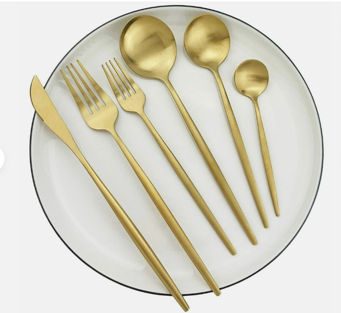 20-Piece Minimalist Gold Stainless Steel Flatware Set