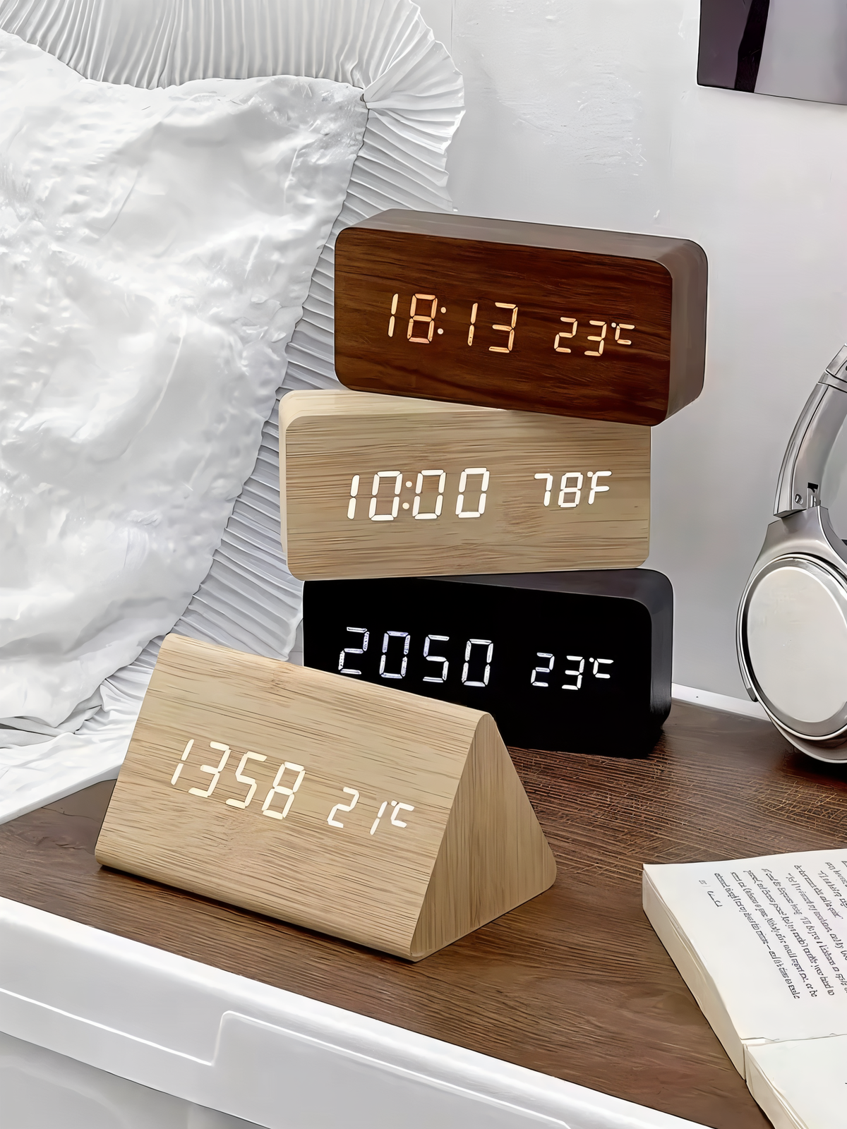 Naturalny budzik LED Harmony z wyświetlaczem klimatu | livraina
