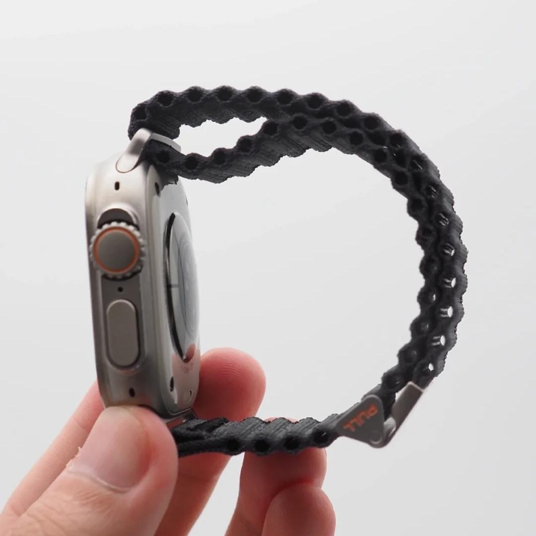 OFF-ROAD gewebtes Apple-Watch-Armband mit doppelter Lage, elastische Schnalle