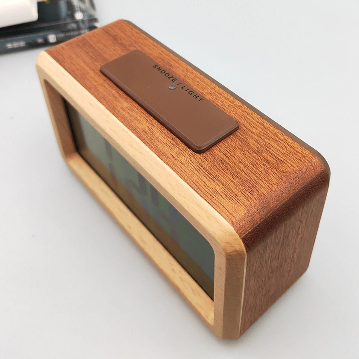 Natural Wood Alarm Clock with LED Display & Temp Monitor | livraina