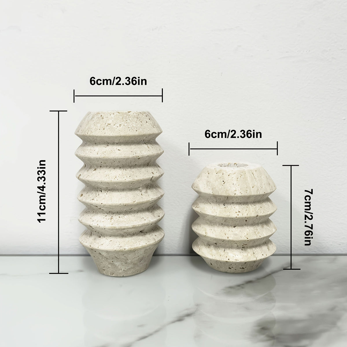 Natural Marble Candle Holder in Roman Travertine Style | livraina
