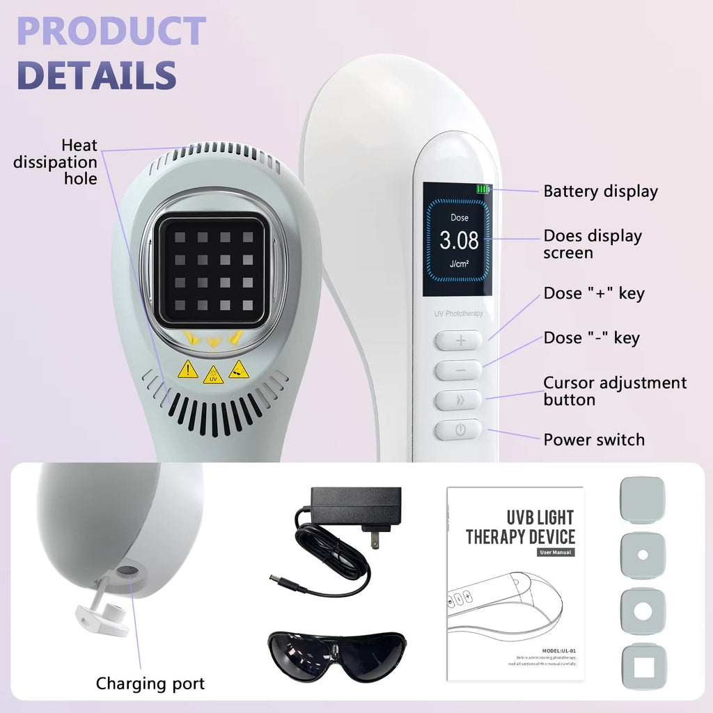 Lampada per fototerapia UVB 308 Nm — 3-in-1 per viso, collo e arti