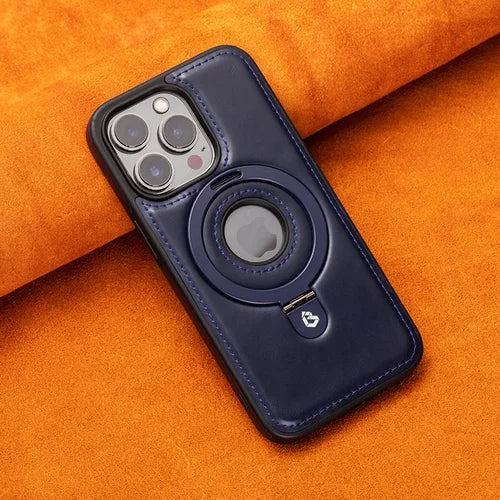Magnetické kožené pouzdro na smartphone — tenký kryt, bezpečný kroužkový držák