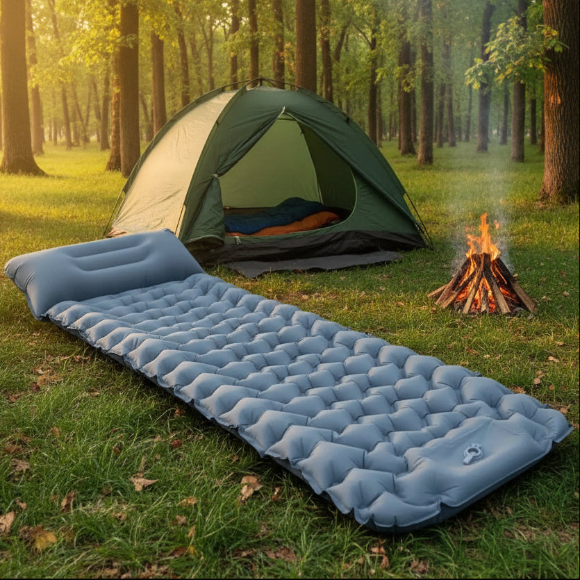 TrailPace Inflatable Camping Mattress — Foot Pump, Built-In Pillow