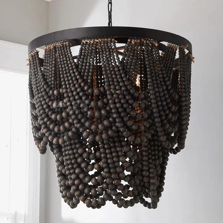 Arañas grandes modernas y contemporáneas de metal y madera de estilo bohemio | livraina