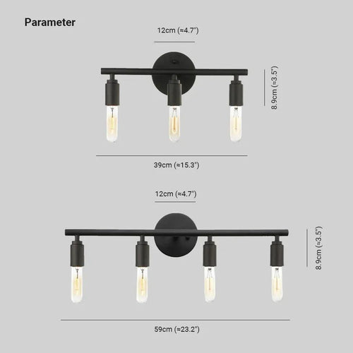 American Industrial Matt Black Wall Light for Bathroom Mirror | livraina