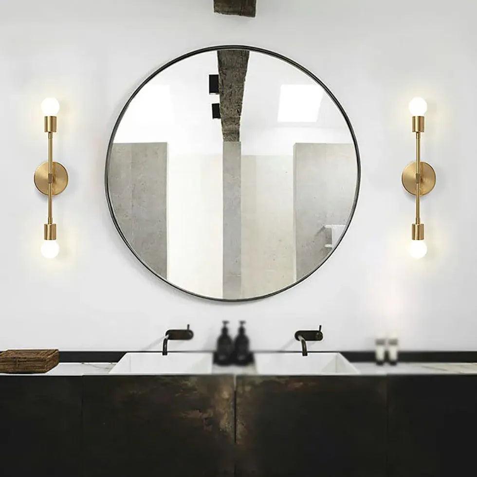 Geëlektroplateerde zwarte ijzeren wandlamp met twee koppen voor de badkamer | livraina