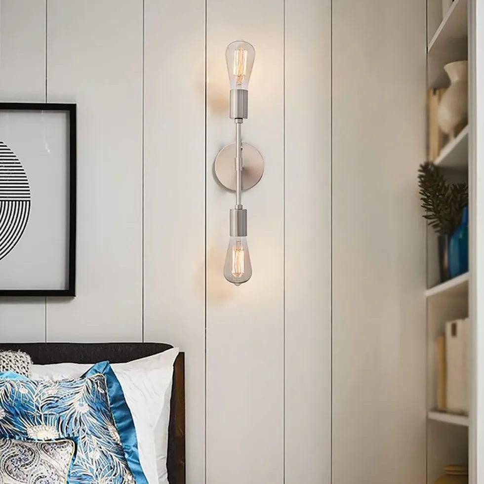Geëlektroplateerde zwarte ijzeren wandlamp met twee koppen voor de badkamer | livraina