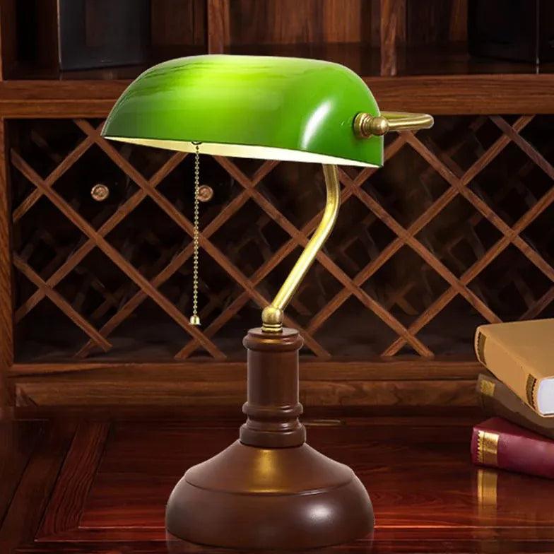 Retro skrivebordslampe i grønt glas, skånsom for øjnene, med LED | livraina